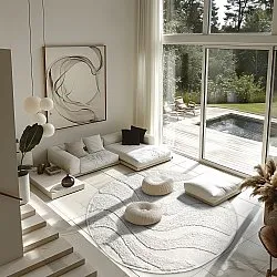 Ronde vloerkleden - Bonnie Natural Cotton Shaggy (offwhite)