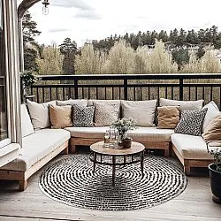 Rond vloerkleed - Brussels Swirl (zwart)