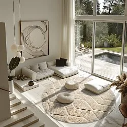 Ronde vloerkleden - Brynn Natural Cotton Shaggy (beige)