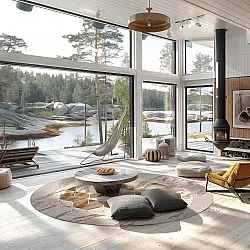 Rond vloerkleed - Castello (beige/wit)