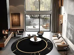 Rond vloerkleed - Cerasia (zwart/goud)