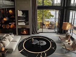 Rond vloerkleed - Cerasia (zwart/goud)