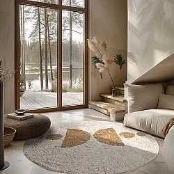 Ronde vloerkleden - Cervia Natural Cotton Shaggy (beige)
