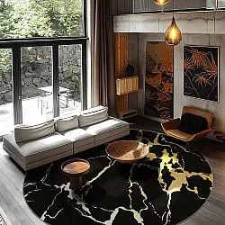 Rond vloerkleed - Cesina (zwart/goud)