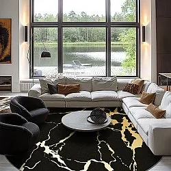 Rond vloerkleed - Cesina (zwart/goud)