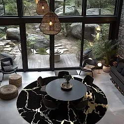 Rond vloerkleed - Cesina (zwart/goud)