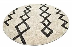Ronde vloerkleden - Chablis Natural Cotton Shaggy (offwhite/zwart)