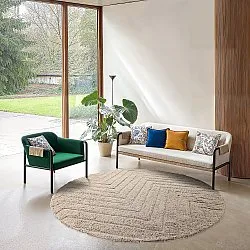 Ronde vloerkleden - Conara Natural Cotton Shaggy (beige)