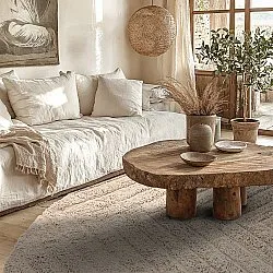 Ronde vloerkleden - Conara Natural Cotton Shaggy (beige)