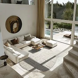 Ronde vloerkleden - Cremona Natural Cotton Shaggy (offwhite)