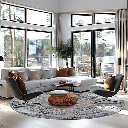 Rond vloerkleed - Denizli (blauw)