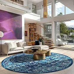 Rond vloerkleed - Douz (blauw)