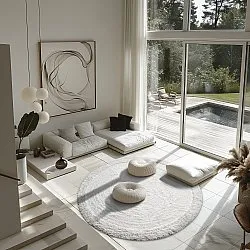 Ronde vloerkleden - Ebba Natural Cotton Shaggy (offwhite)