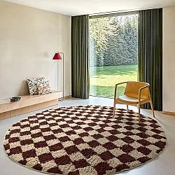 Ronde vloerkleden - Elsey Natural Cotton Shaggy (beige/bruin)