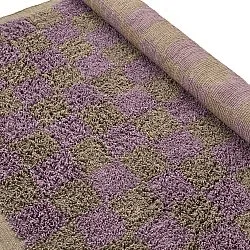 Hoogpolig vloerkleed - Elsey Natural Cotton Shaggy (bruin/paars)