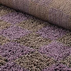 Hoogpolig vloerkleed - Elsey Natural Cotton Shaggy (bruin/paars)