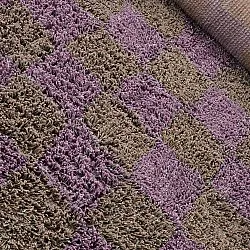 Hoogpolig vloerkleed - Elsey Natural Cotton Shaggy (bruin/paars)