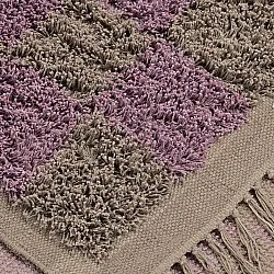 Hoogpolig vloerkleed - Elsey Natural Cotton Shaggy (bruin/paars)