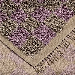 Hoogpolig vloerkleed - Elsey Natural Cotton Shaggy (bruin/paars)