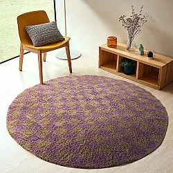 Ronde vloerkleden - Elsey Natural Cotton Shaggy (bruin/paars)