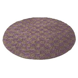 Ronde vloerkleden - Elsey Natural Cotton Shaggy (bruin/paars)