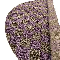 Ronde vloerkleden - Elsey Natural Cotton Shaggy (bruin/paars)