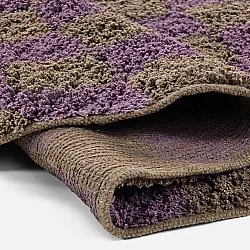 Ronde vloerkleden - Elsey Natural Cotton Shaggy (bruin/paars)