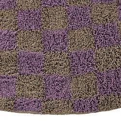 Ronde vloerkleden - Elsey Natural Cotton Shaggy (bruin/paars)