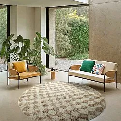 Ronde vloerkleden - Elsey Natural Cotton Shaggy (crème/zand)