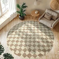 Ronde vloerkleden - Elsey Natural Cotton Shaggy (crème/zand)