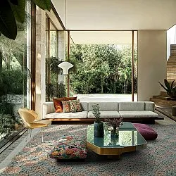 Hoogpolig vloerkleed - Elsey Natural Cotton Shaggy (grijs/roze)