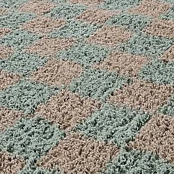 Hoogpolig vloerkleed - Elsey Natural Cotton Shaggy (grijs/roze)