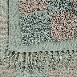 Hoogpolig vloerkleed - Elsey Natural Cotton Shaggy (grijs/roze)