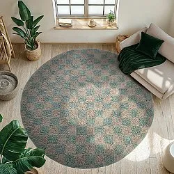 Ronde vloerkleden - Elsey Natural Cotton Shaggy (grijs/roze)