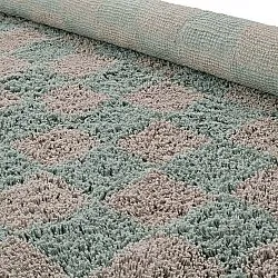 Ronde vloerkleden - Elsey Natural Cotton Shaggy (grijs/roze)