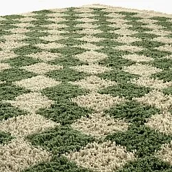 Hoogpolig vloerkleed - Elsey Natural Cotton Shaggy (groen/beige)