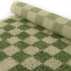 Hoogpolig vloerkleed - Elsey Natural Cotton Shaggy (groen/beige)