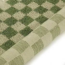 Hoogpolig vloerkleed - Elsey Natural Cotton Shaggy (groen/beige)