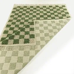 Hoogpolig vloerkleed - Elsey Natural Cotton Shaggy (groen/beige)