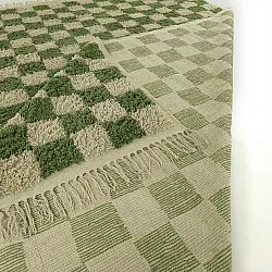 Hoogpolig vloerkleed - Elsey Natural Cotton Shaggy (groen/beige)