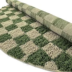 Ronde vloerkleden - Elsey Natural Cotton Shaggy (groen/beige)