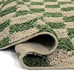 Ronde vloerkleden - Elsey Natural Cotton Shaggy (groen/beige)