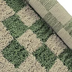 Ronde vloerkleden - Elsey Natural Cotton Shaggy (groen/beige)