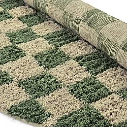 Ronde vloerkleden - Elsey Natural Cotton Shaggy (groen/beige)