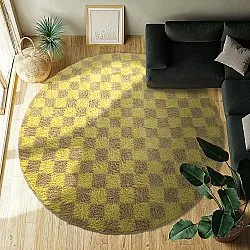Ronde vloerkleden - Elsey Natural Cotton Shaggy (geel/beige)
