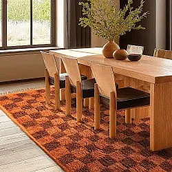 Hoogpolig vloerkleed - Elsey Natural Cotton Shaggy (oranje/rood)