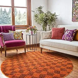 Ronde vloerkleden - Elsey Natural Cotton Shaggy (oranje/rood)