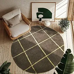 Ronde vloerkleden - Bellevue Natural Cotton Shaggy (bruin/geel)