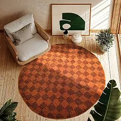 Ronde vloerkleden - Elsey Natural Cotton Shaggy (oranje/rood)