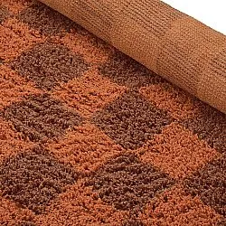 Ronde vloerkleden - Elsey Natural Cotton Shaggy (oranje/rood)